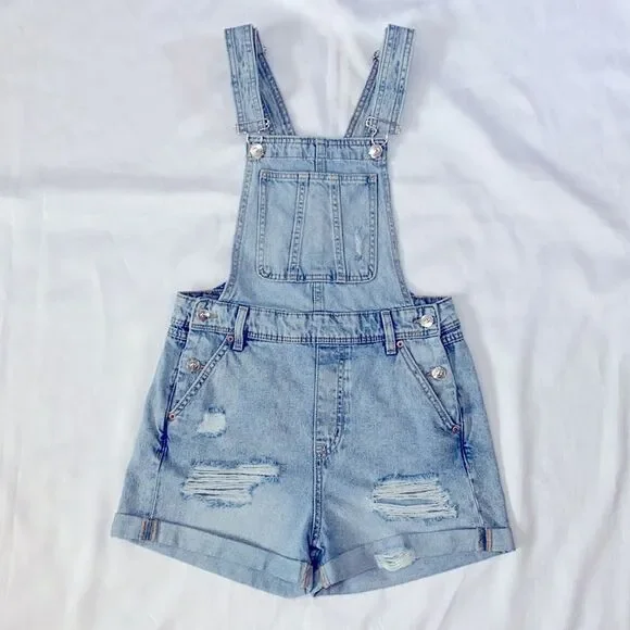 H&M Devided Denim Dungarees/Short Overalls Size 2 - Picture 4 of 11